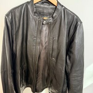 John Varvatos Black Leather Men's Jacket Medium